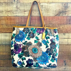 RARE Original CAR SHOE By Prada Floral Canvas Large Tote Shoulder Shopper Bag